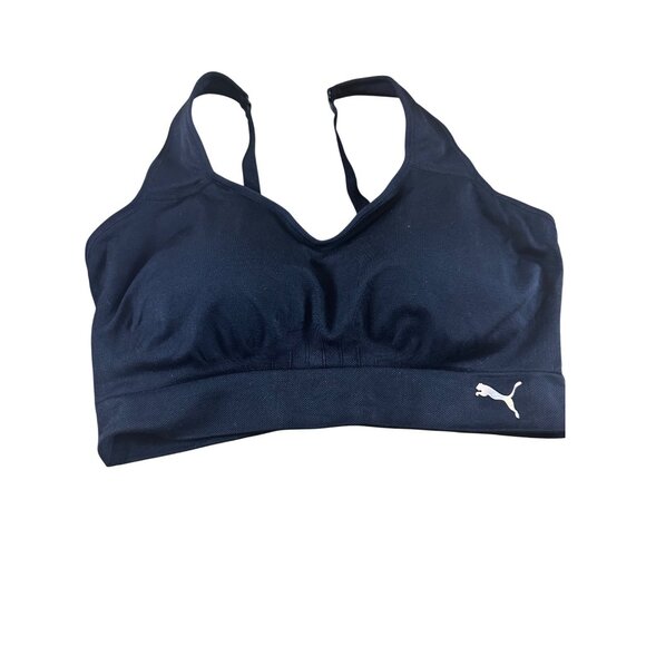 Puma XL Sports Bra Adjustable Straps V-Neck Lightweight Stretch Activewear BLK - Picture 7 of 12